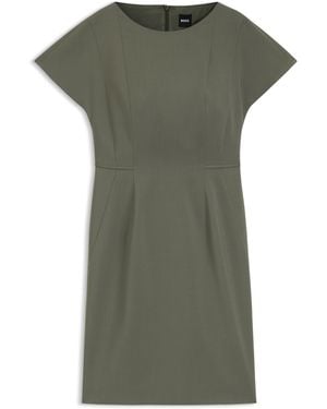 BOSS Slim-Fit Kleid Aus Italienischer Stretch-Wolle - Grün