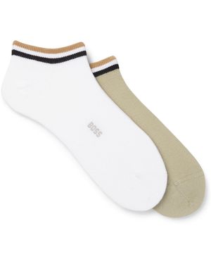 BOSS Two-Pack Of Ankle Socks With Signature-Stripe Cuffs - Metallic