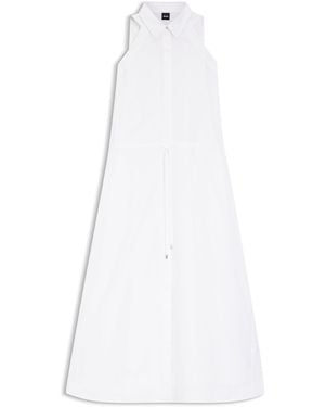 BOSS Jurk Met Aansnoerbare Taille Van Katoenen Popeline - Wit