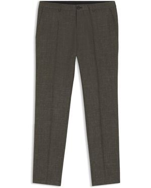 BOSS Pantalones Slim Fit De Lana Virgen Y Lino - Gris