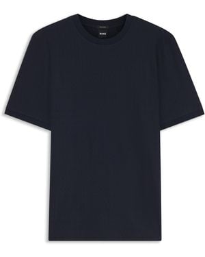 BOSS T-Shirt Aus Baumwolle Mit Geometrischem Jacquard-Muster - Blau
