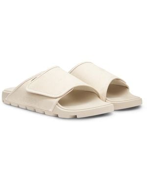 HUGO Slides Mit Riemen Aus Velourslederimitat - Weiß
