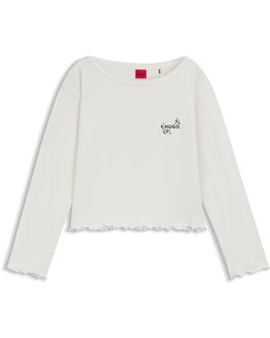 HUGO Pyjamashirt Van Stretchjersey Met Logo-Artwork - Wit