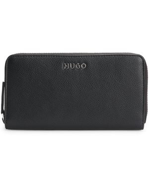 HUGO Faux-Leather Wallet With Embossed Grain - Black