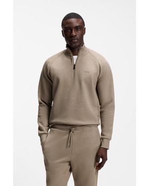 BOSS Zip-Neck Sweatshirt - Brown