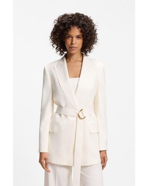 HUGO Relaxed-Fit Blazer With D-Ring Belt - White