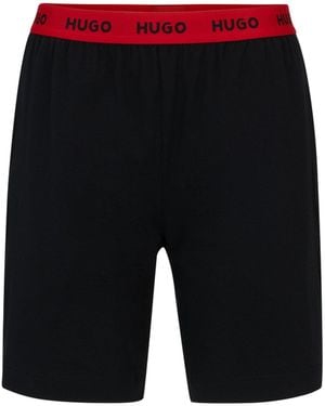 HUGO Short De Pyjama En Coton Stretch Avec Taille Logotée - Bleu