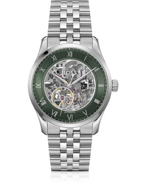 BOSS Horloge Van Roestvrij Staal Met Automatisch Uurwerk En Groene Wijzerplaat - Metallic