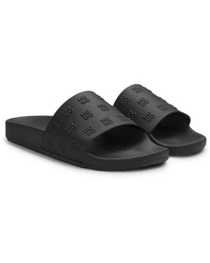 HUGO Slides With Repeat Stacked-Logo Uppers - Black
