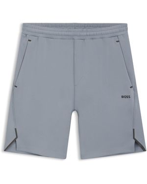 BOSS Active-Stretch Short Met Decoratieve Reflecterende Details - Grijs
