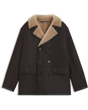 BOSS Veste Regular En Peau Retournée Italienne - Noir