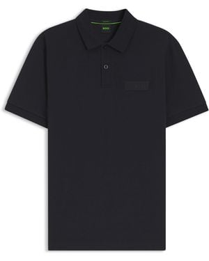BOSS Paddy-Polo Met Gestructureerde Logopatch - Zwart