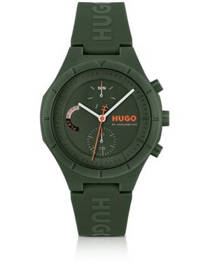 HUGO Watch With Silicone Logo Strap - Green