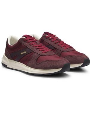 HUGO Sneakers Mit Veloursleder-Besatz Und Logo-Details - Rot