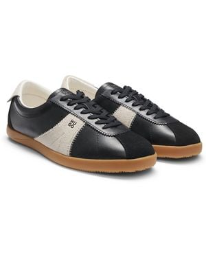HUGO Leather Trainers With Suede And Zigzag Details - Black
