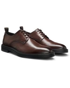 BOSS Leren Derbyschoenen Met Rubberzool - Bruin
