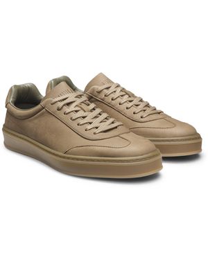 BOSS Beckham X Leather Trainers With Rubber Sole - Natural