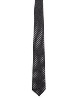 BOSS Silk-Blend Tie With Jacquard-Woven Pattern - Black