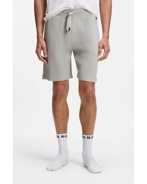 BOSS Cotton-Blend Shorts With Waffle Structure - Grey