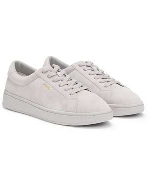 HUGO Suede Trainers With-Tone Foil Logo - White