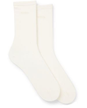 BOSS Two-Pack Of Regular-Length Socks With Logos - White