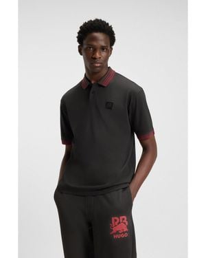 HUGO X Rb Polo Shirt With Bull Logo Patch - Black