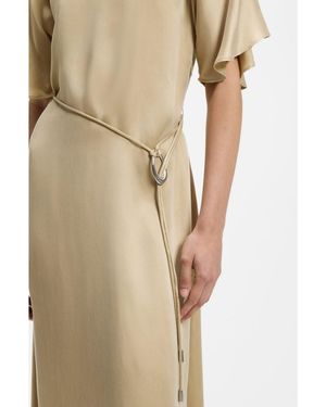 BOSS V-Neck Dress With Buckled Spaghetti Belt - Natural