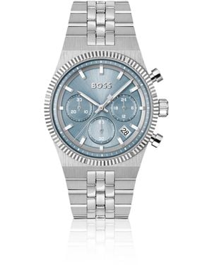 BOSS Candor-Dial Chronograph Watch With Fluted Bezel - Blauw