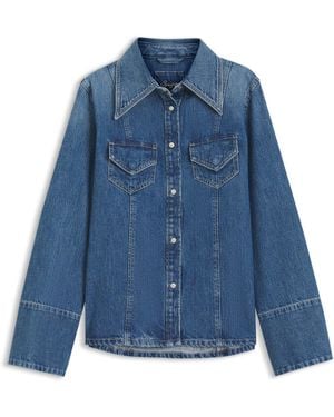 BOSS Slim-Fit Bluse Aus Festem Crosshatch-Denim - Blau