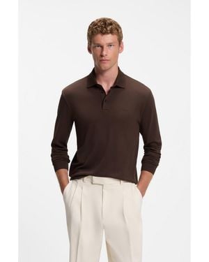 BOSS Long-Sleeved Polo Shirt - Brown