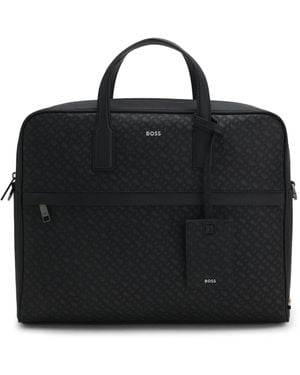 BOSS Monogram Document Case With Foil-Emed Logo - Black