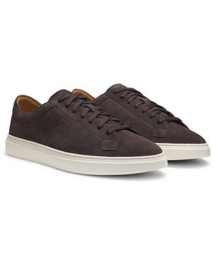 BOSS Suede Trainers With Emed Logo - Brown