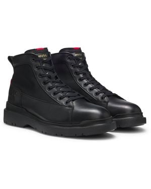 HUGO Botines De Piel Con Paneles Con Textura - Negro