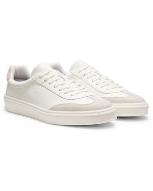 BOSS By Beckham-Sneakers Van Leer En Suède - Wit