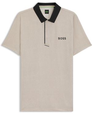 BOSS Sportieve Paddy-Polo Van Sneldrogende Stretchjersey - Naturel