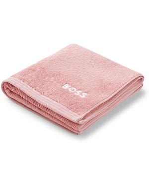 BOSS Toalla De Mano De Algodón Con Logo Bordado En Contraste - Rosa