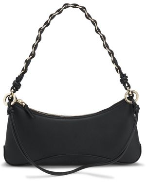 HUGO Faux-Leather Shoulder Bag With Two Straps - Black