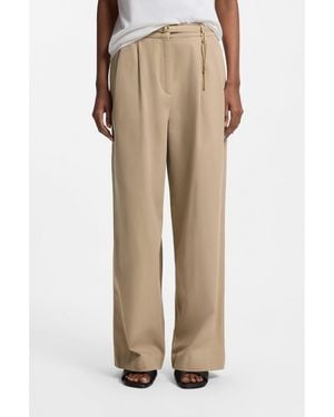 HUGO Straight-Fit Trousers With-Tone Carabiner Chain - Natural