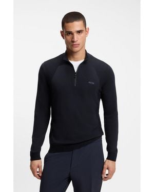 BOSS Zip-Neck Jumper - Blue