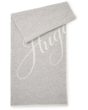 HUGO Wool-Blend Scarf With Logo Jacquard - White