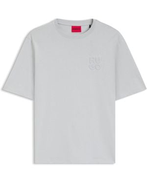 HUGO Cotton-Jersey T-Shirt With Stacked Logo - White