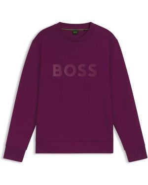 BOSS Sweatshirt Aus Stretch-Baumwolle Mit Logo Im Sandwich-Stil - Lila