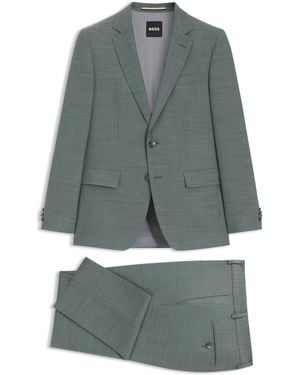 BOSS Costume Slim Deux Pièces En Tissu Stretch À Micro Motif - Gris