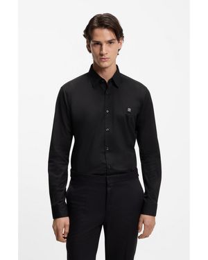 HUGO Slim-Fit Logo Shirt - Black