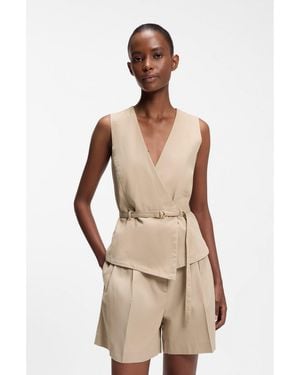 HUGO Belted Regular-Fit Vest - Natural