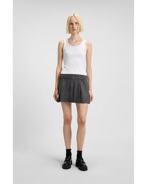 HUGO Ribbed Tank Dress With Pleated Skirt - Grey