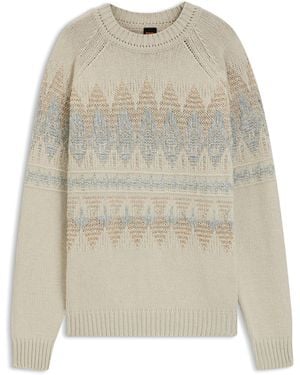 BOSS Relaxed-Fit Pullover Mit Strickmuster - Natur
