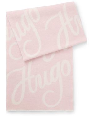 HUGO Écharpe En Laine Mélangée Avec Logo Jacquard - Rose