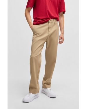 HUGO Regular-fit Pants In Cotton Twill With Signature Label - Red