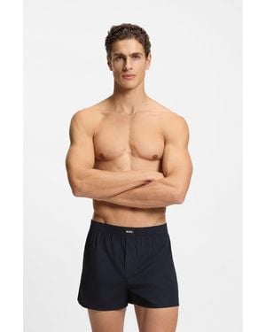 BOSS Two-Pack Of Cotton-Poplin Pyjama Shorts With Logos - Blue